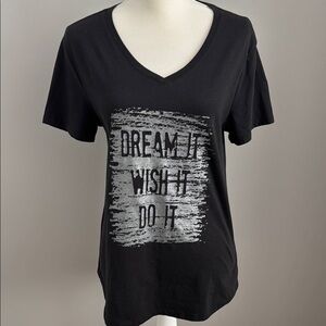 Tek Gear DryTek Black Graphic Tee - Dream It Wish It Do It Large